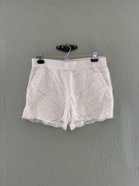 Lucky Brand Cream Eyelet High-Waist Shorts